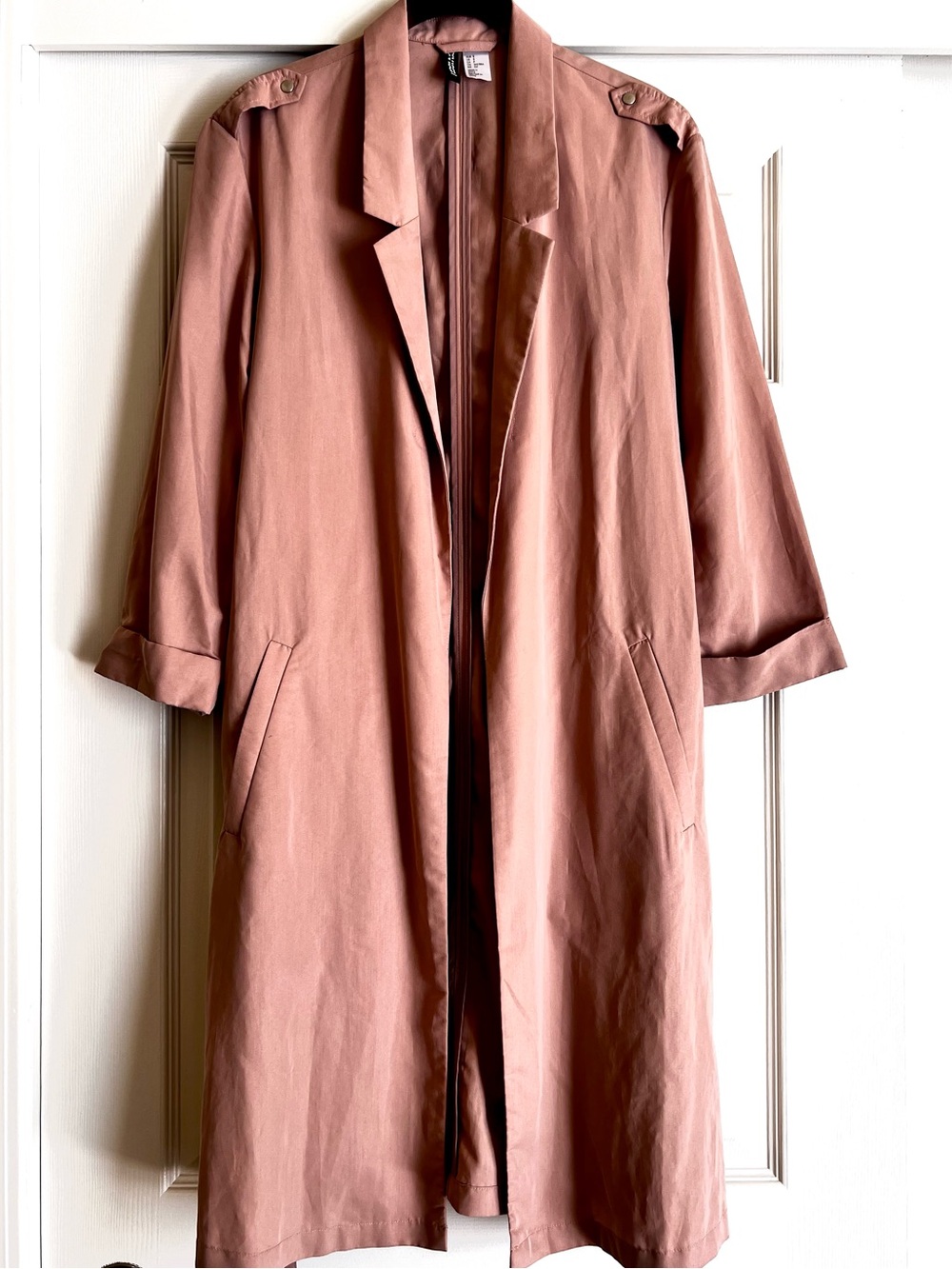 H&M Light Modal Dusty Rose Trench-Style Duster Coat